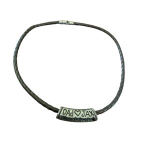 Men’s leather braided bracelet brown with 
“Dad❤️JAX” wording engraved